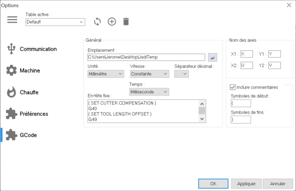 Options GCode